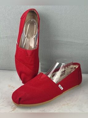 TOMS Women's Classic Canvas Slip-on Alpargata Red Shoes Size 12